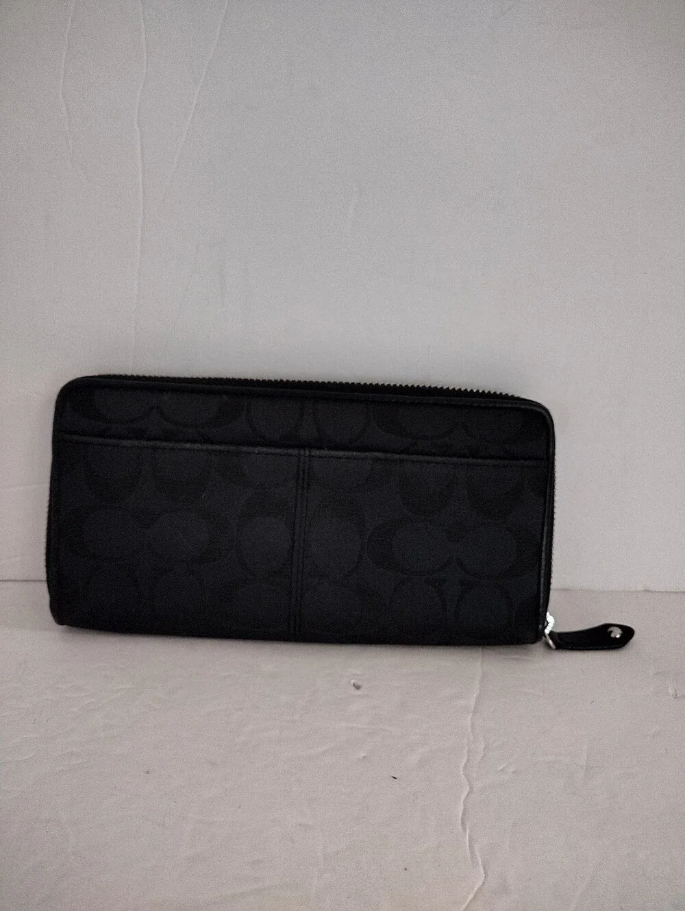 Vintage Y2K Coach Ashley Signature Zip Wallet Black Monogram Canvas Indie Sleaze